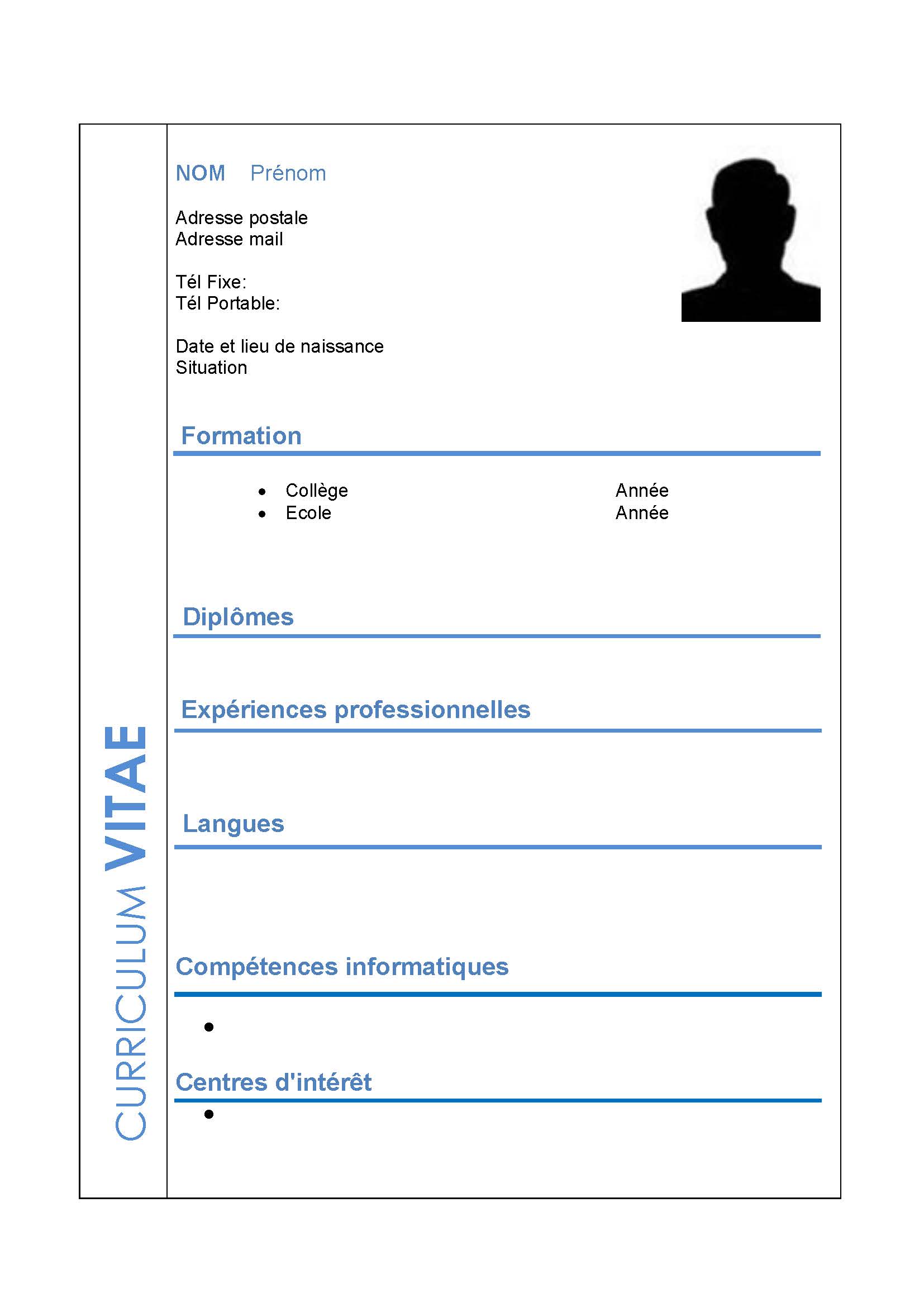 modele cv vierge a imprimer